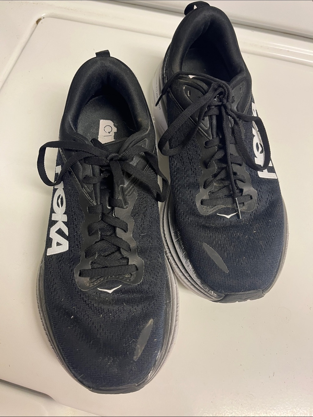 Hoka Women’s Bondi 8 Black and White Running Shoes
